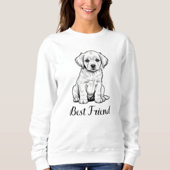 Best Friend Puppy Sketch - Adorable Dog Art T Shirt (Framsida)