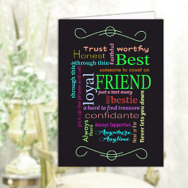 Best Friend Word Art Greeting Card Kort