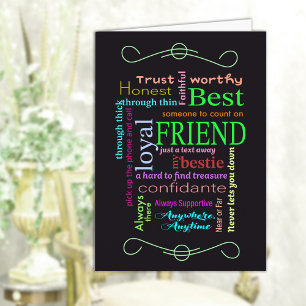 Best Friend Word Art Greeting Card Kort