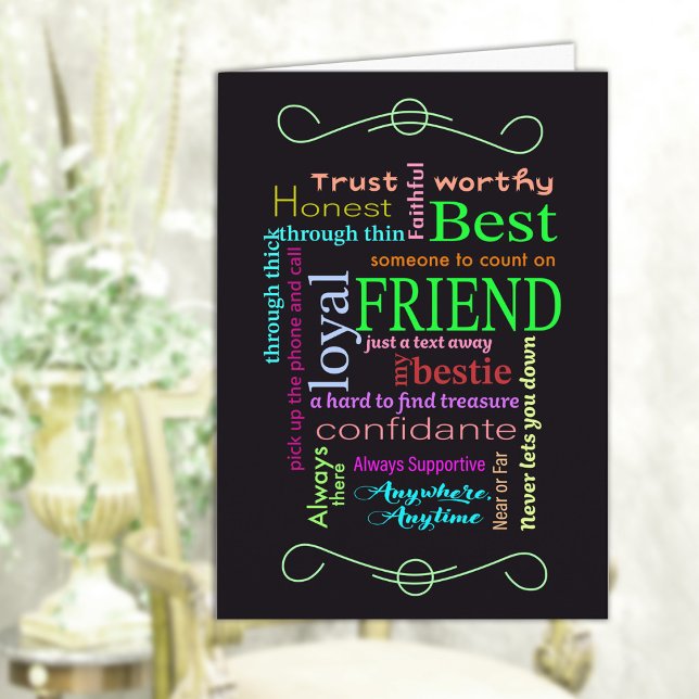 Best Friend Word Art Greeting Card Kort (Skapare uppladdad)