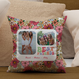 Best Friends 2 Photos Groovy Flowers Kudde