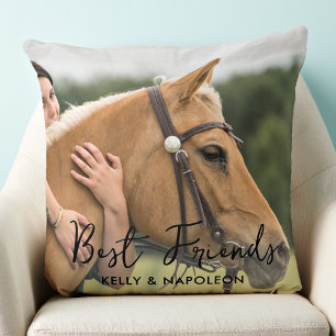 Best Friends Anpassningsbar Equestrian Photo Horse Kudde