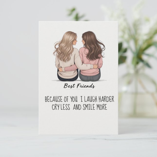 Best Friends Back View Hair & Outfit Illustration Tack Kort (Stående Fram)