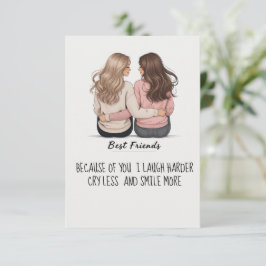 Best Friends Back View Hair & Outfit Illustration Tack Kort