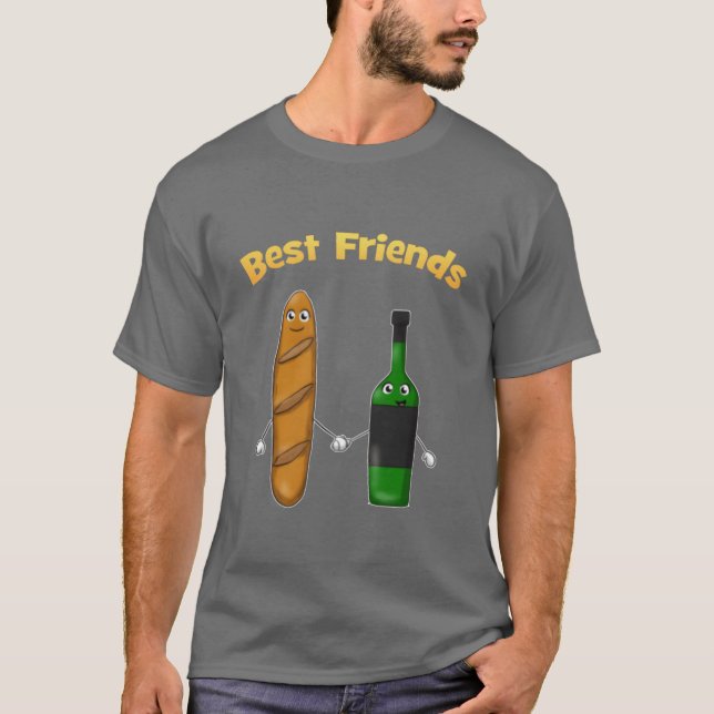 Best Friends Baguette Vin Vin Best Friends frien T Shirt (Framsida)