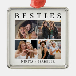 Best Friends Bestie Photo Collage Keepsake Gift Julgransprydnad Metall