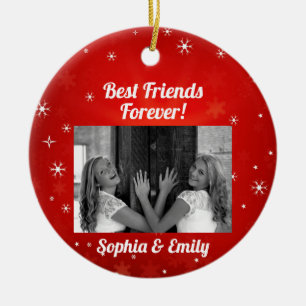 Best Friends Besties BFF Lägg till bild Namn Cute Julgransprydnad Keramik
