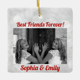 Best Friends Besties BFF Lägg till bild Namn Cute Julgransprydnad Keramik