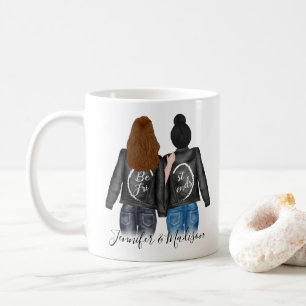 Best Friends Brunette Mörk Bun Hair BFF Besties Kaffemugg