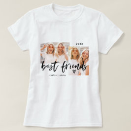 Best Friends | Casual Script and Two Photo Grid T Shirt