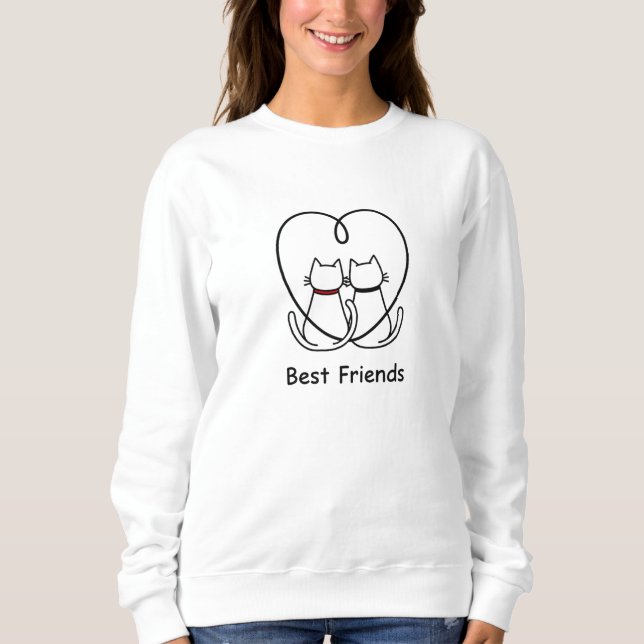 Best Friends Cats Heart Tail T Shirt (Framsida)