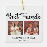 Best Friends Collage 2 Square-fotoskript BFF Julgransprydnad Keramik<br><div class="desc">Modern och snyggt 2-fotokollage med din bästa vän. Plocka 2 av dina favoritfoton med din BFF för att skriva ut på den här akryliska väggkonsten. Innehåller handskrift och kalligrafi av stil-teckensnitt. Den här utskriften ger en underbar personlig för din bff.</div>