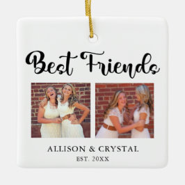 Best Friends Collage 2 Square-fotoskript BFF Julgransprydnad Keramik
