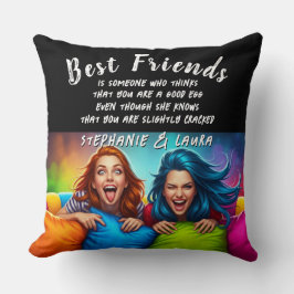 Best Friends Colorful Hair With Funny Quote Kudde