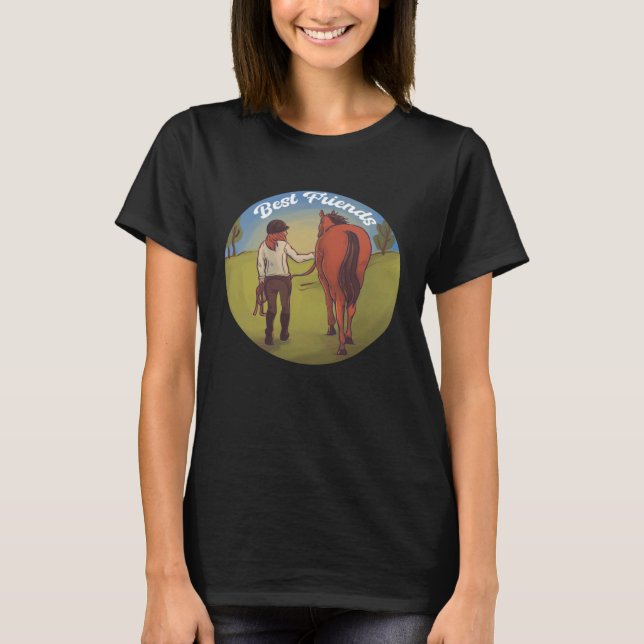 Best Friends Equitation Horse Riding T Shirt (Framsida)