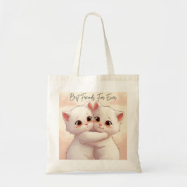 Best Friends For Ever Tote Bag - Two Cute Hugging  Tygkasse