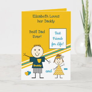 "Best Friends for Life Pappa and me gult blue" Kort