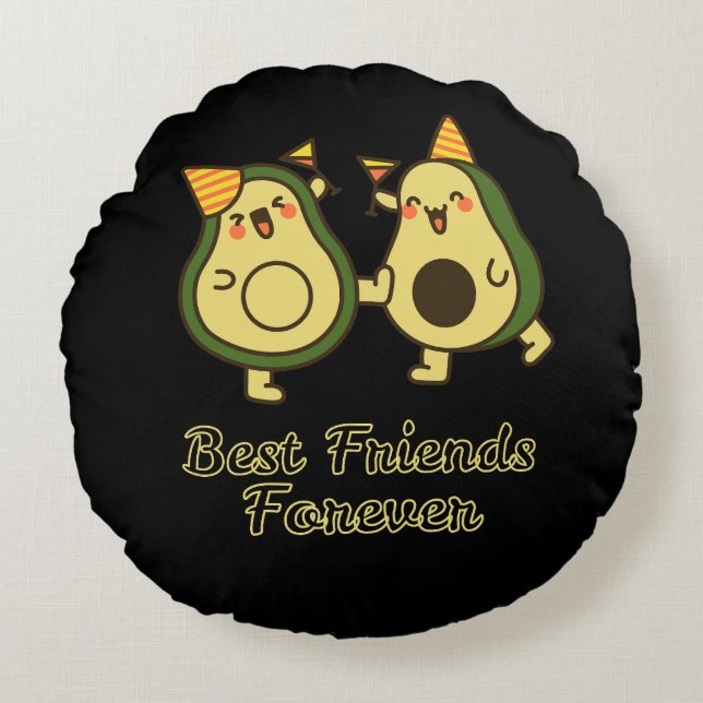 BEST FRIENDS FOREVER, FUNNY AVOCADO, FRIENDS DAY RUND KUDDE (Framsidan)