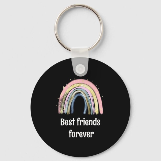Best friends forever gold rainbow stars  nyckelring (Framsida)