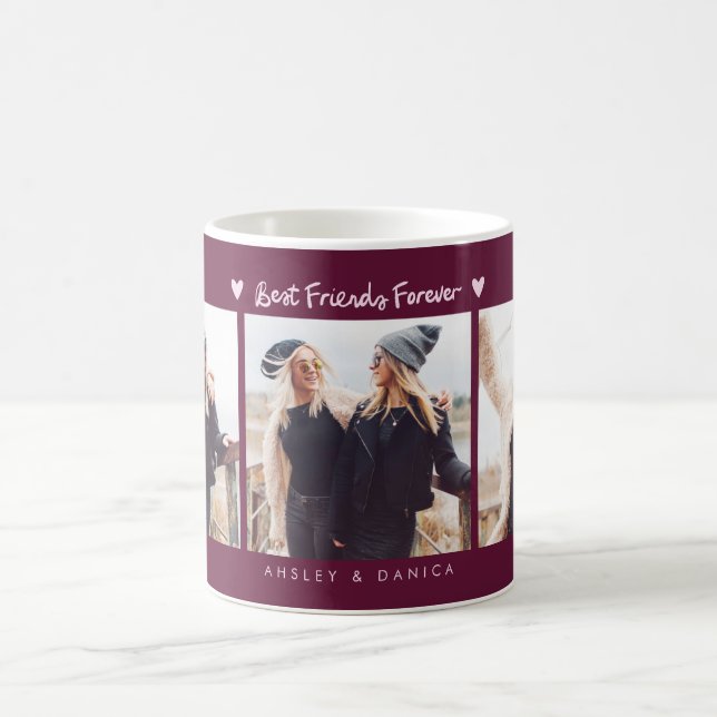 Best Friends Forever Photo Multi Photo Cranberry Kaffemugg (Center)