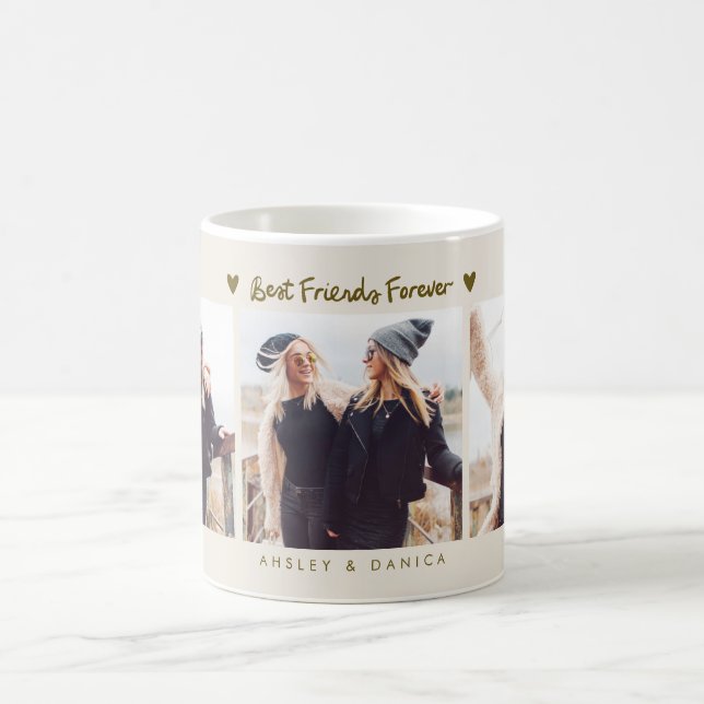 Best Friends Forever Photo Multi Photo Cream Kaffemugg (Center)
