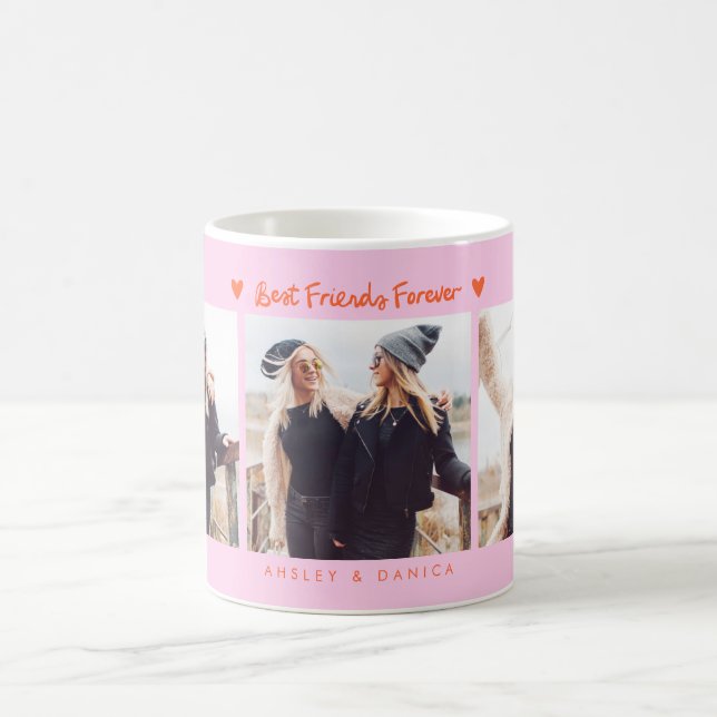 Best Friends Forever Photo Multi Photo Orange Pink Kaffemugg (Center)