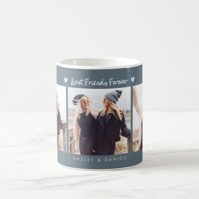 Best Friends Forever Photo Multi Photo Slate Blue Kaffemugg (Center)