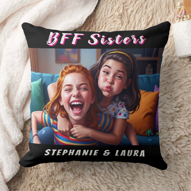 Best Friends Forever Sisters Funny  Kudde (Filt)