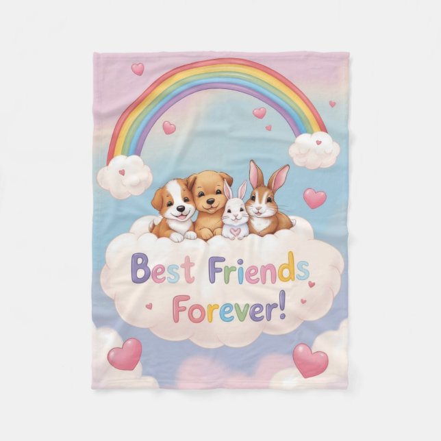 Best Friends Forever with Cute Cats Fleecefilt (Framsidan)