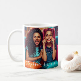 Best Friends Funny Faces & Inspirational Quote Kaffemugg