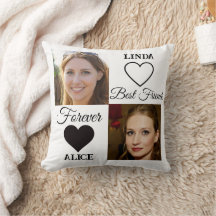 Best Friends Gift Black White Heart Photo Collage