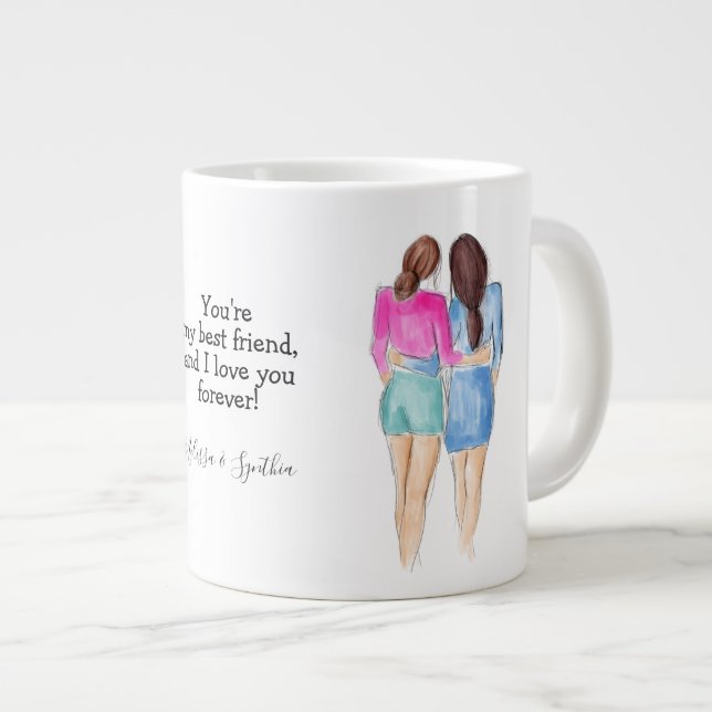 Best Friends Gift Mugg 2 Brunettes Jumbo Mugg (Framsida höger)