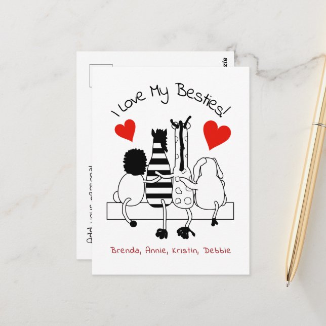 Best Friends Hälsning Vykort (Fram/Back In Situ)