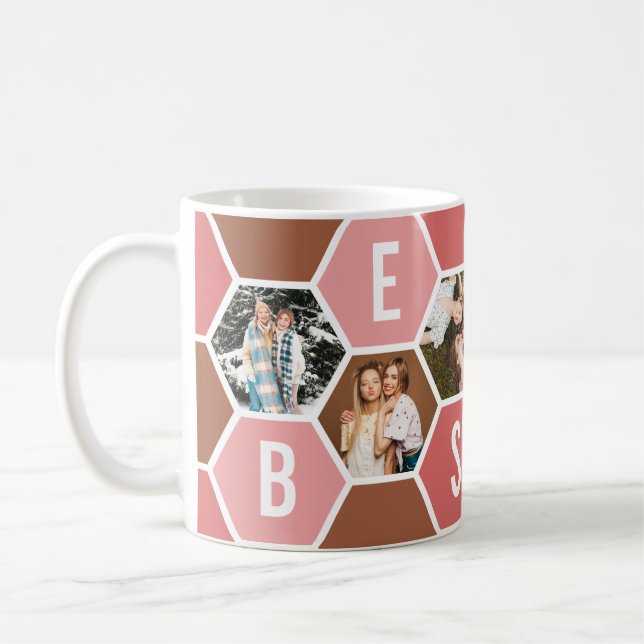 Best Friends honeycomb 6 Photo collage Kaffemugg (Vänster)