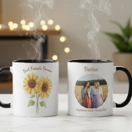 Best Friends Mug - Sunflowers & Photo Mugg
