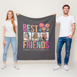 Best Friends Photo Collage BFF Namn Fleecefilt