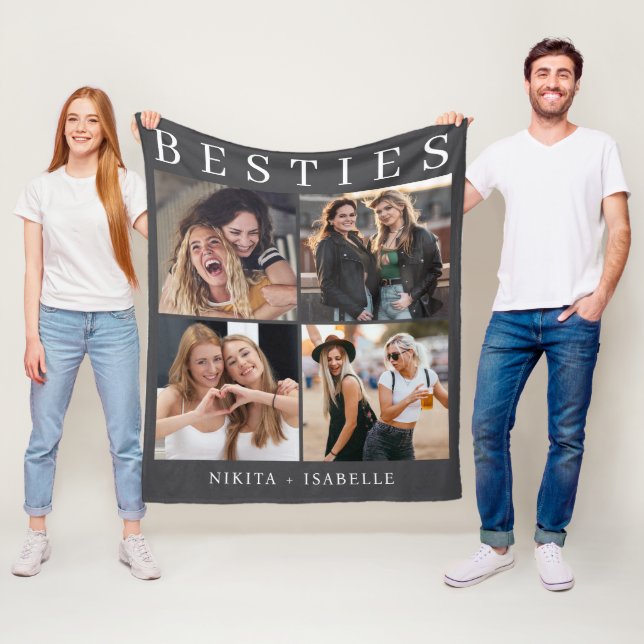 Best Friends Photo Collage Keepsake Fleece Blanket (På plats)
