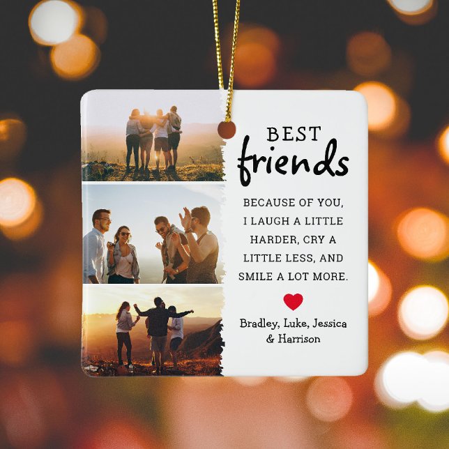 Best Friends Photo Collage & Quote-jul Julgransprydnad Keramik (Skapare uppladdad)