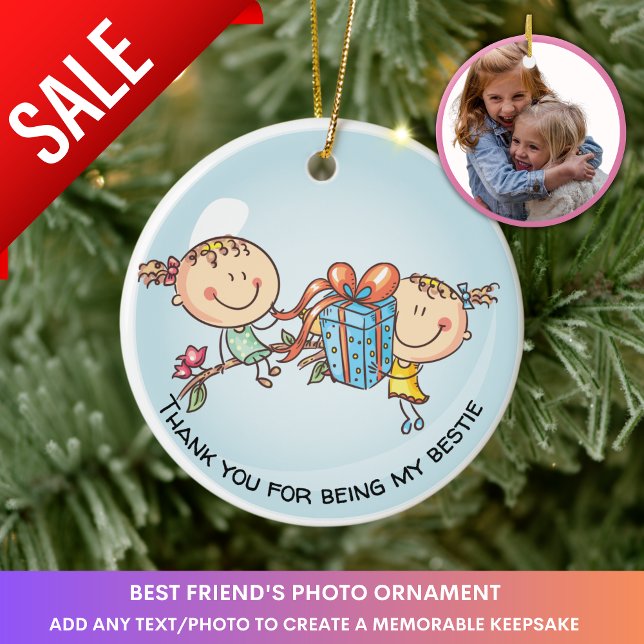 Best Friends Photo Gift BFF-Dekoration för jul Julgransprydnad Keramik (Skapare uppladdad)