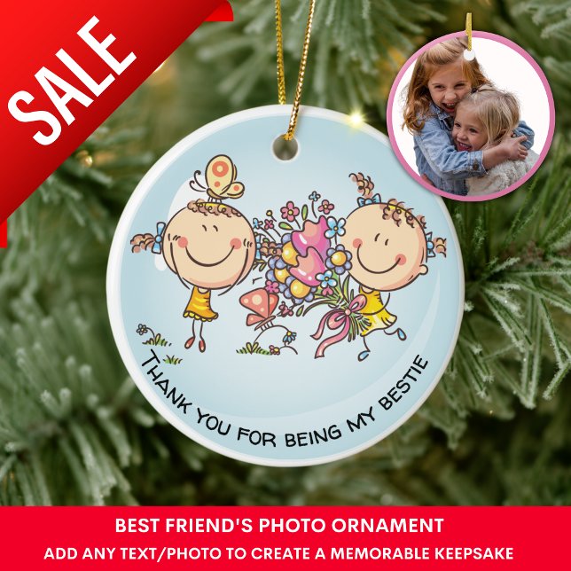 Best Friends Photo Gift Cute Jul-Dekorationen Julgransprydnad Keramik (Skapare uppladdad)