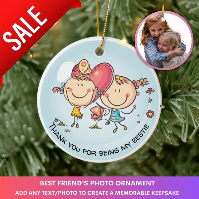 Best Friends Photo Gift Cute Jul-Dekorationen Julgransprydnad Keramik (Skapare uppladdad)