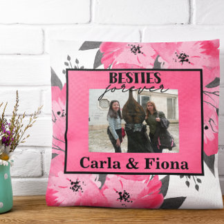 Best friends PHOTO Gift Pink Throw Pillow Kudde