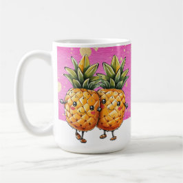 Best Friends Pineapple Kawaii Pineapple Cute Rosa Kaffemugg