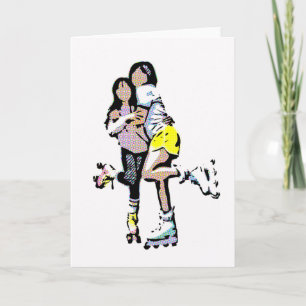 Best Friends Roller Skate Tecknad Bok Kort