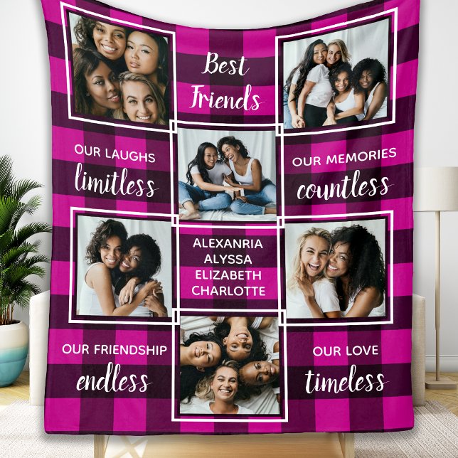 Best Friends Rosa Buffalo Play 6 Photo Collage Fleecefilt (Skapare uppladdad)