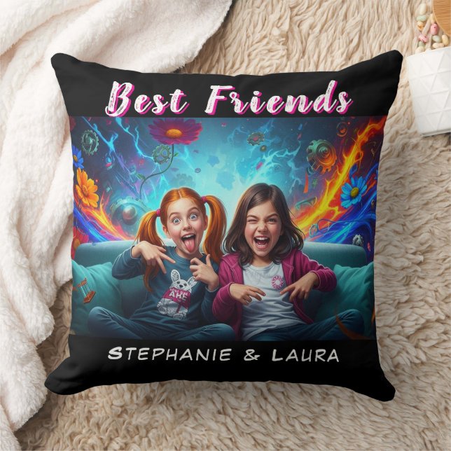 Best Friends Sisters Funny  Kudde (Filt)