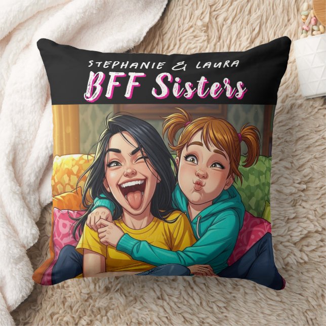 Best Friends Sisters Funny  Kudde (Filt)