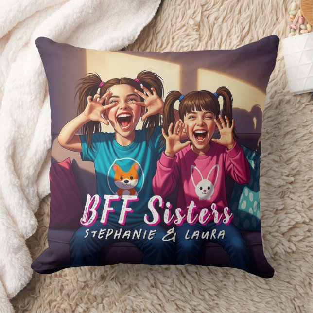 Best Friends Sisters Funny  Kudde (Filt)