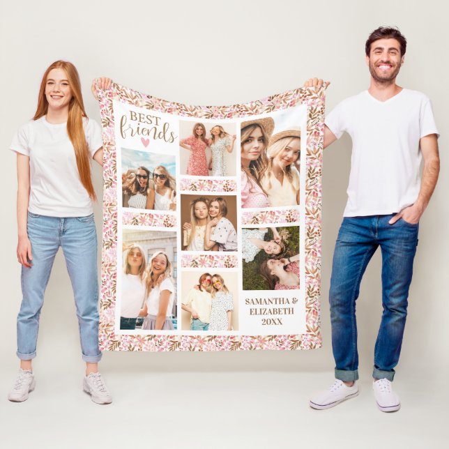 Best Friends Stylish BFF Friendship Pink Photo Fleecefilt (På plats)