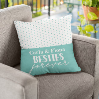 Best friends teal polka dots on Throw Pillow Kudde